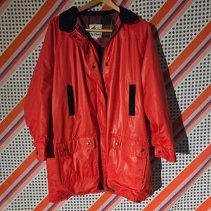 Vintage 1990s Misty Harbor plaid lined raincoat with corduroy cuffs and collar